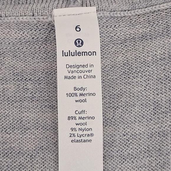 Lululemon Sit In Lotus Wrap II Merino Wool Ice Blue Gray Heather Cardigan Sz 6 - Picture 6 of 10